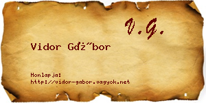Vidor Gábor névjegykártya